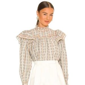 Ulla Johnson Ester Blouse in Grey/Sandstone